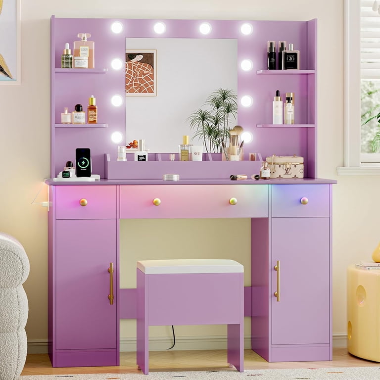 purple dresser with mirror Cottage Colors 2 Pc Lavender Dresser & Mirror Set
