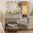 thumbnail image 1 of PUFFCAFE Vanity Desk with Mirror and Lights,Makeup Vanity Table Set with Drawers & Chair & Jewelry Storage Cabinet,Gray Vanity, 1 of 9