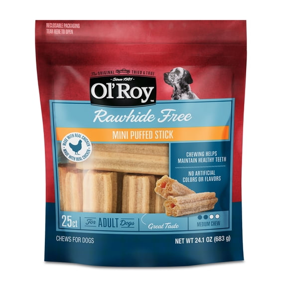 Ol' Roy Mini Puffed Stick Dog Treats, 24.1 oz, 25 Count
