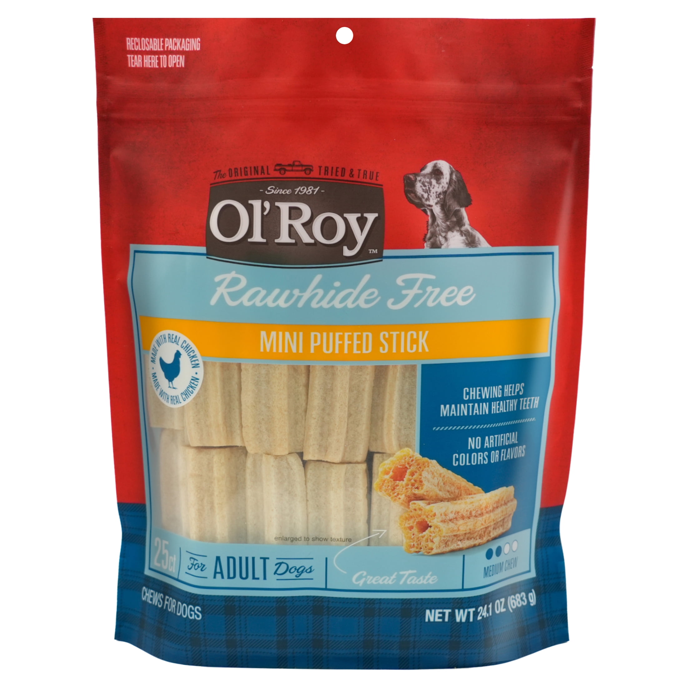 Ol' Roy Mini Puffed Stick Dog Treats, 24.1 oz, 25 Count