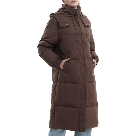 PUFFIT Long Puffer Jacket for Women,Ultra Soft Winter Coat Hooded with Deep Pockets,Water Repellent, Ladies Warm Winter Jacket