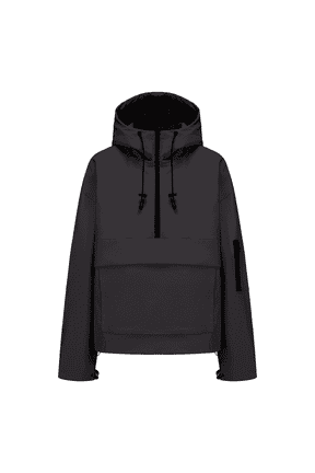 Women Waterproof Rain Jacket, Oversized Half Zip Pullover Coat with Kangaroo Pockets Adjustable Waist All Season Outdoor Daily Wear