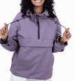thumbnail image 1 of PUFFIT Waterproof Jacket Oversized Hoodie Coat Half Zip Rain Jacket with Adjustable Waist, Hood & Cuffs, Pullover Jacket Outerwear with Large Kangaroo Pocket for All Seasons Daily Wear, 1 of 7