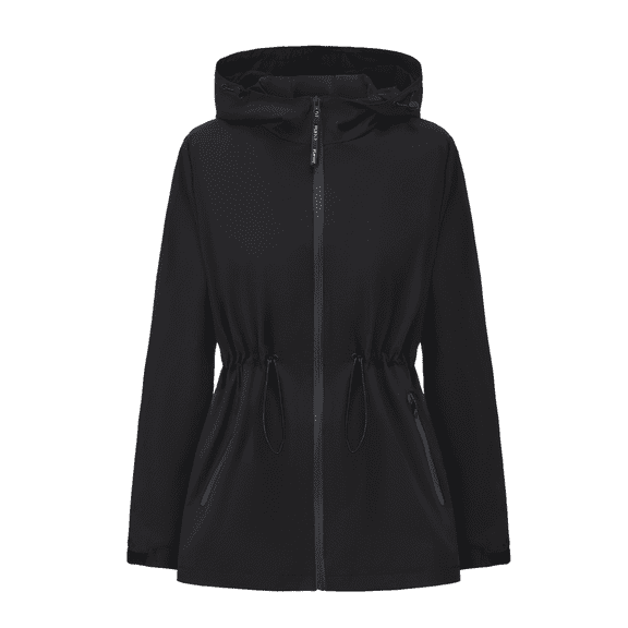 PUFFIT Waterproof Jacket Oversized Hoodie Coat Zip Rain Jacket with Adjustable Waist, Hood & Cuffs, Jacket Outerwear with Large Pocket for Daily Wear