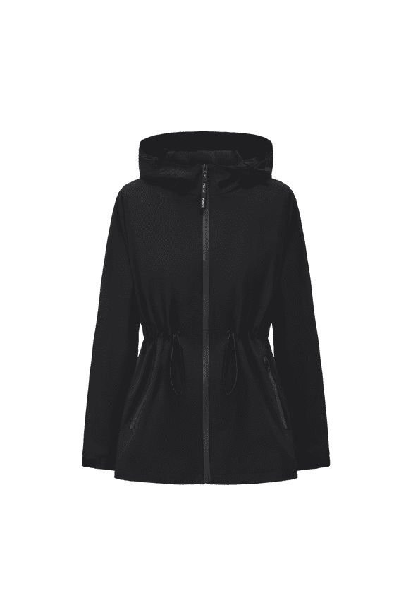 Waterproof Jacket Oversized Hoodie Coat Zip Rain Jacket with Adjustable Waist, Hood & Cuffs, Jacket Outerwear with Large Pocket for Daily Wear