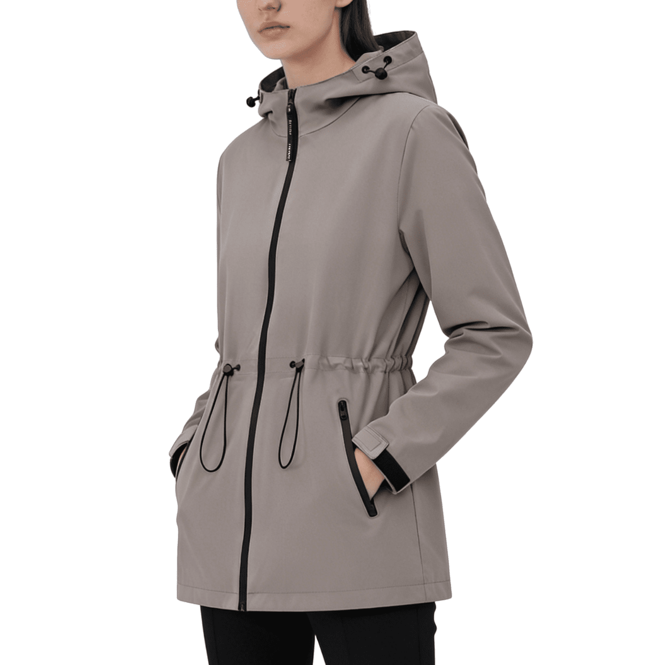 PUFFIT Waterproof Jacket Oversized Hoodie Coat Zip Rain Jacket with Adjustable Waist, Hood & Cuffs, Jacket Outerwear with Large Pocket for Daily Wear