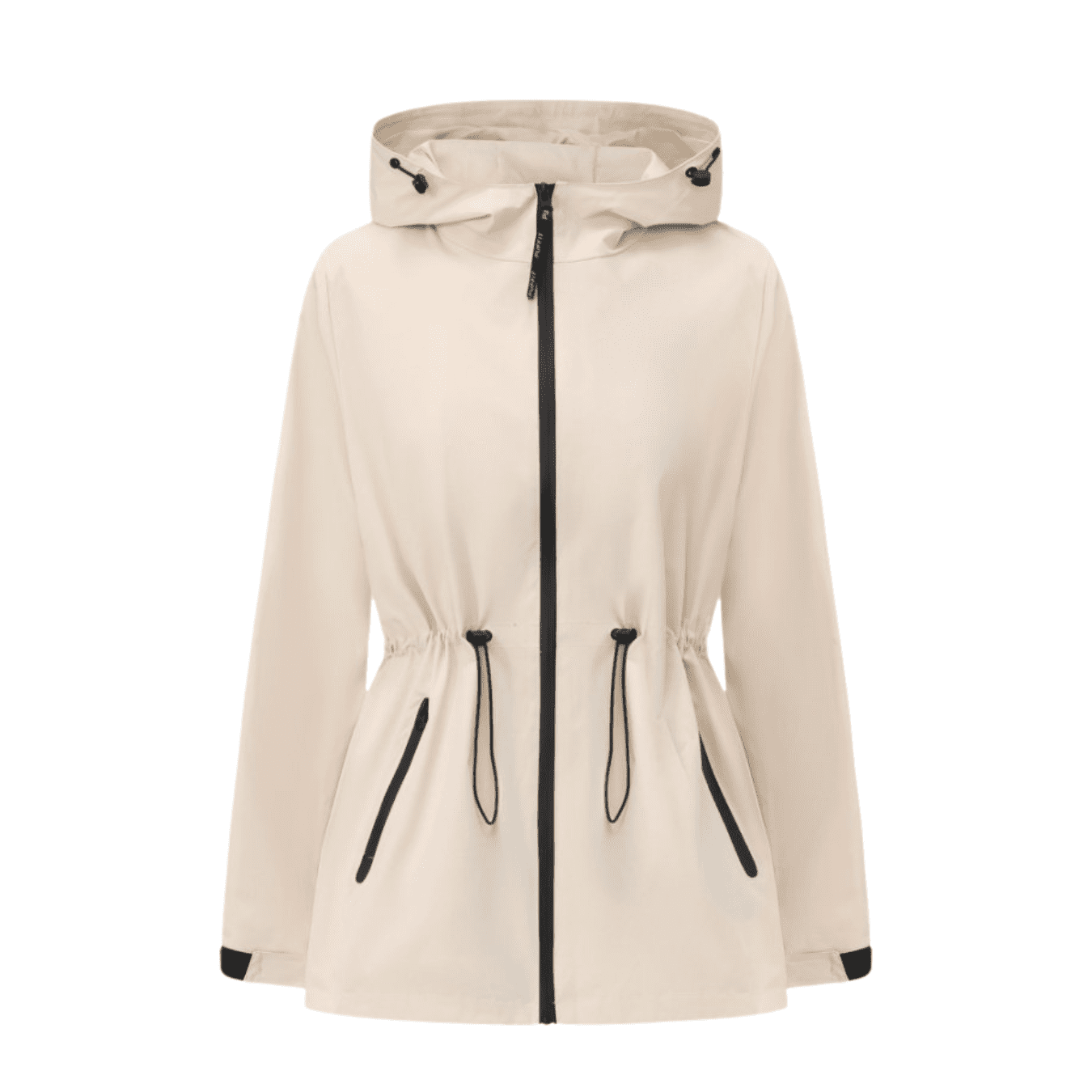 PUFFIT Waterproof Jacket Oversized Hoodie Coat Zip Rain Jacket with Adjustable Waist, Hood & Cuffs, Jacket Outerwear with Large Pocket for Daily Wear