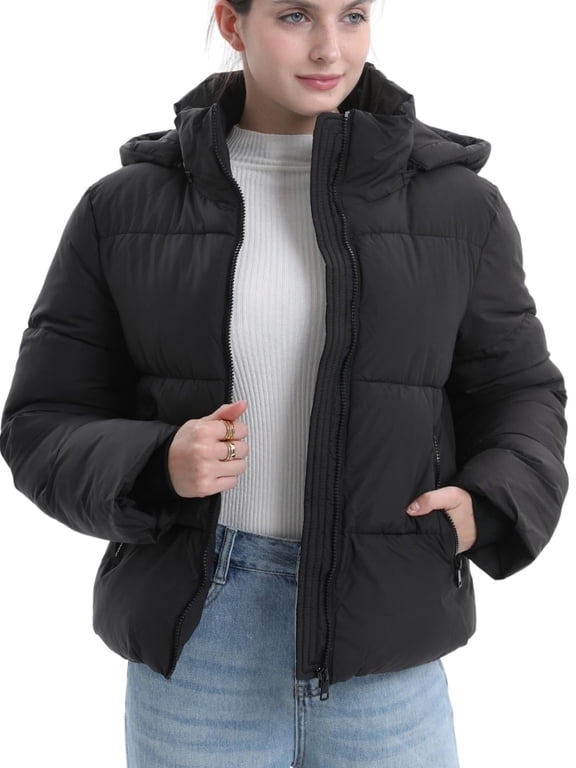Women Puffer Jacket Hood Winter Water Repellent Wind-resistant Ladies Classic Quilted Padded Coat Big Pocket