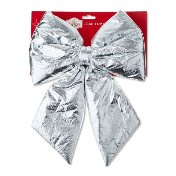 Silver Puffy Decorative Christmas Bow, 11", by Holiday Time