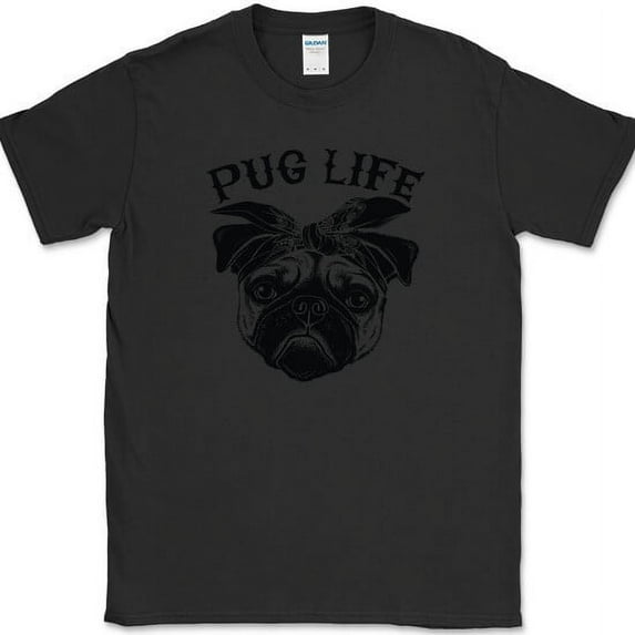 PUG LIFE T-Shirt Funny Dog K9 Thug Humor Novelty Graphic Tee - Black, 3XL