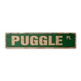 thumbnail image 1 of PUGGLE Vintage Aluminum Street Sign dog pet pug beagle Designer rustic metal tin | Indoor/Outdoor |  18" Wide, 1 of 4