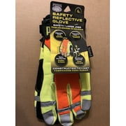 PUGS GLOVE Heavy Duty Work Gloves Safety Reflective Hi-Vis Hi VIZ Size LARGE L
