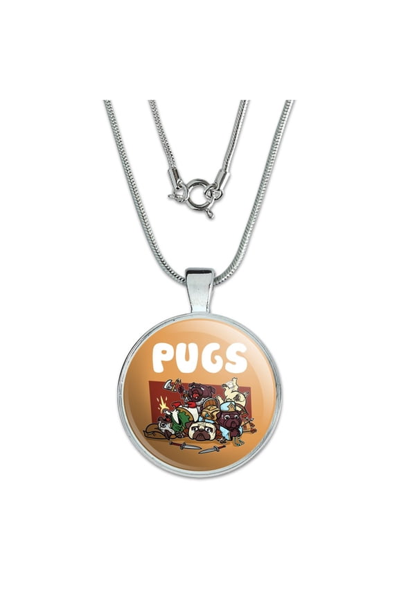 PUGS Games RPG Pickup Groups LFG Rogue Wizard Warrior Ranger 2 1" Pendant with Sterling Silver Plated Chain