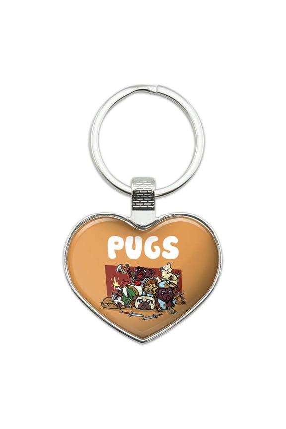 PUGS Games RPG Pickup Groups LFG Rogue Wizard Warrior Ranger 2 Keychain Heart Love Metal Key Chain Ring