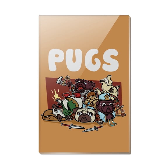 PUGS Games RPG Pickup Groups LFG Rogue Wizard Warrior Ranger 2 Rectangle Acrylic Fridge Refrigerator Magnet