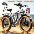 thumbnail image 1 of PUJH Fat Tire Dual Motor Electric Bike for Adults, 6OOOW, 60V, 45 mh, Long Range, 24 Inch, Full Suspension, Hydraulic Disc Brake, Off Road Ebike, 1 of 9