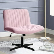 PUKAMI Armless Office Desk Chair No Wheels,Fabric Padded Modern Swivel,Height Adjustable Wide Seat Computer Task Vanity Chair for Home Office,Mid Back Accent Chair