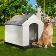 thumbnail image 1 of PUKAMI Durable Waterproof Plastic Dog House for Small to Large Sized Dogs, Indoor Outdoor Doghouse Puppy Shelter with Elevated Floor, Easy to Assemble, 1 of 1