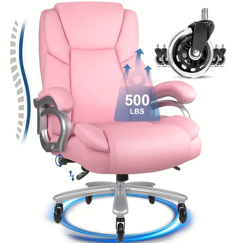 PUKAMI Heavy Duty Big and Tall Office Chair 500lbs,High Back PU Leather Executive Desk Chair