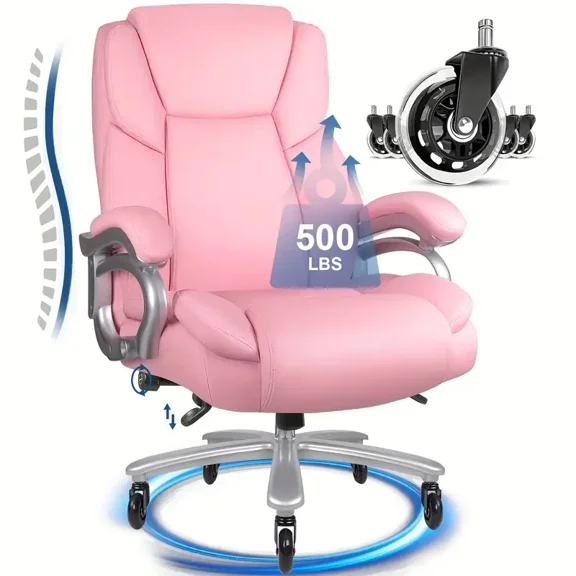 PUKAMI Heavy Duty Big and Tall Office Chair 500lbs,High Back PU Leather Executive Desk Chair