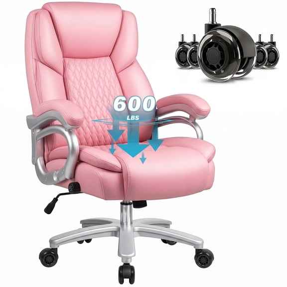 PUKAMI Heavy Duty Big and Tall Office Chair 500lbs,High Back PU Leather Executive Desk Chair