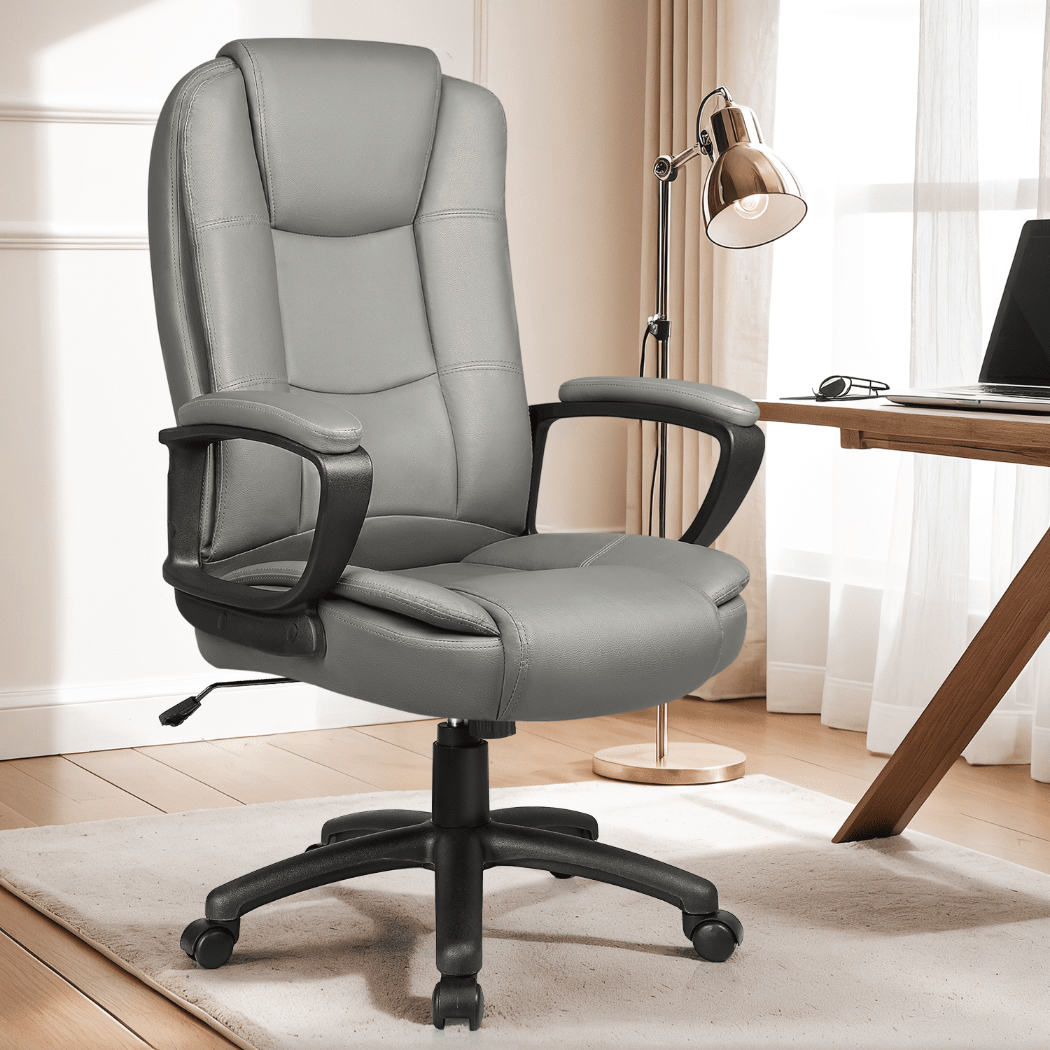 PUKAMI Office Desk Chair,Big And Tall Managerial Executive Chair,High Back Computer Chair
