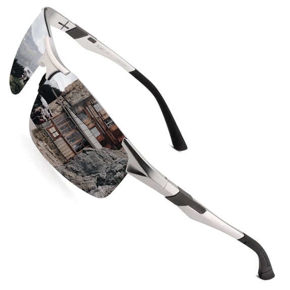 PUKCLAR Mens Driving Sunglasses Polarized Sports Sunglasses Al-Mg Metal Frame Cycling Fishing Golf Goggles