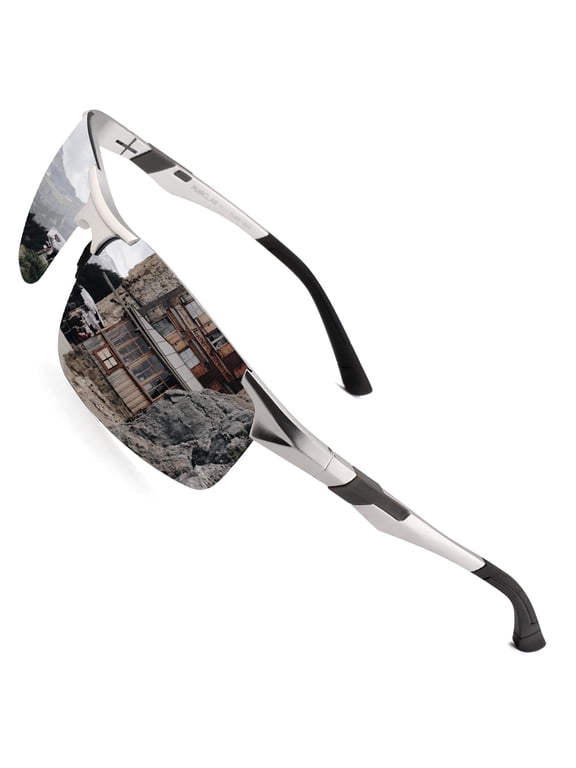Mens Driving Sunglasses Polarized Sports Sunglasses Al-Mg Metal Frame Cycling Fishing Golf Goggles