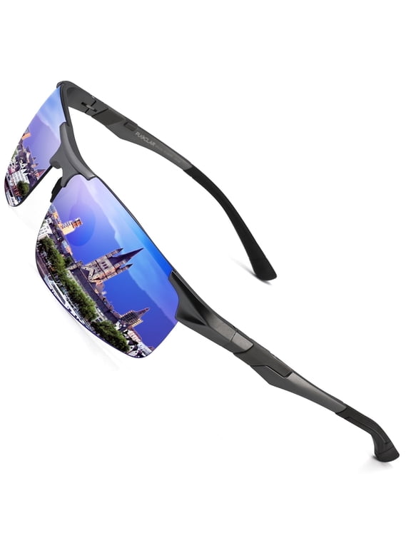 Mens Driving Sunglasses Polarized Sports Sunglasses Al-Mg Metal Frame Cycling Fishing Golf Goggles