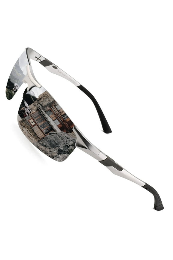 Mens Driving Sunglasses Polarized Sports Sunglasses Al-Mg Metal Frame Cycling Fishing Golf Goggles