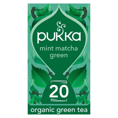 PUKKA Mint Matcha Green Organic & Fair Herbal Tea Bags 20's, British Import (Pack of 3)