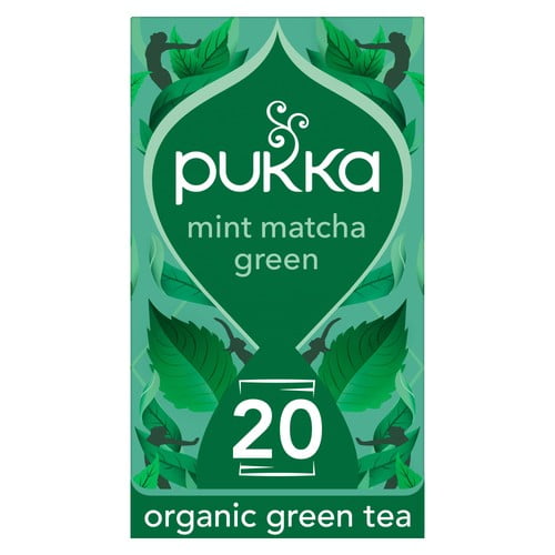 PUKKA Mint Matcha Green Organic & Fair Herbal Tea Bags 20's, British Import (Pack of 3)