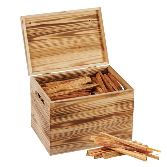 PUKNLY 15 Lbs Fatwood Fire Starter Sticks with Wooden Box - Natural Pine Kindling for Campfires, Fireplaces, Wood Stoves & Outdoor Grills