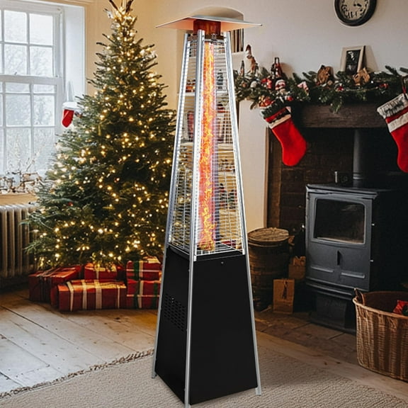 PUKNLY 48,000 BTU Propane Patio Heater with Wheels & Cover - Outdoor Commercial Residential Heater for Garden, Terrace, Poolside