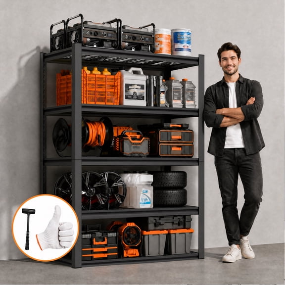 PUKNLY 5-Tier Metal Wire Storage Shelves, 1750LBS Adjustable Standing Storage Rack Shelf, Heavy Duty Garage Shelving Unit Organizers for Kitchen Bathroom Pantry Commercial, 59*24*72IN