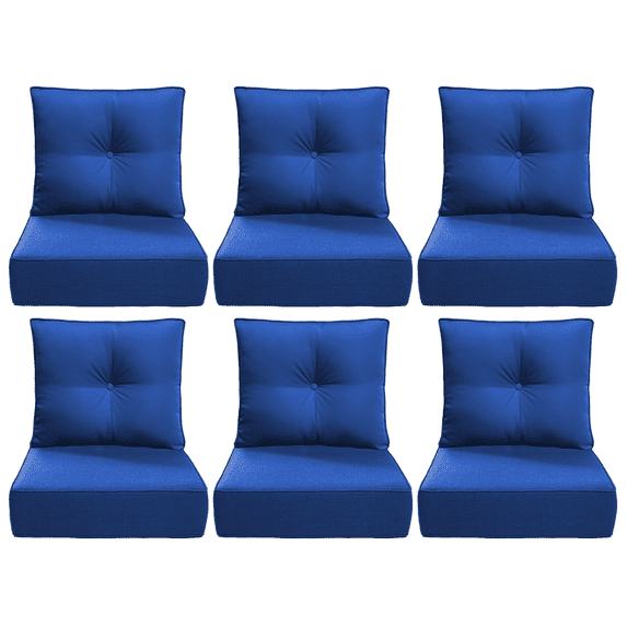 PUKNLY 6 pack Outdoor Chair Cushions, 24x24x6 in Patio Furniture Cushions, Waterproof & Fade Resistant High Back Deep Seat Cushions Replacement for Wicker Chairs, Loveseats, Sofas, Benches, Dark Blue
