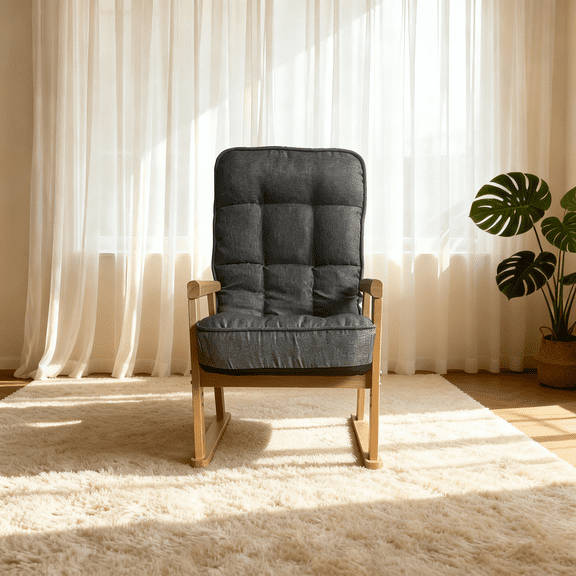 PUKNLY Adjustable Lounge Chair with Rocking Function, 3-Level Height & Lumbar Angle Adjustment, Ergonomic Soft Cushion High Backrest, Versatile Floor Sofa Chair for Living Room Bedroom Study Attic