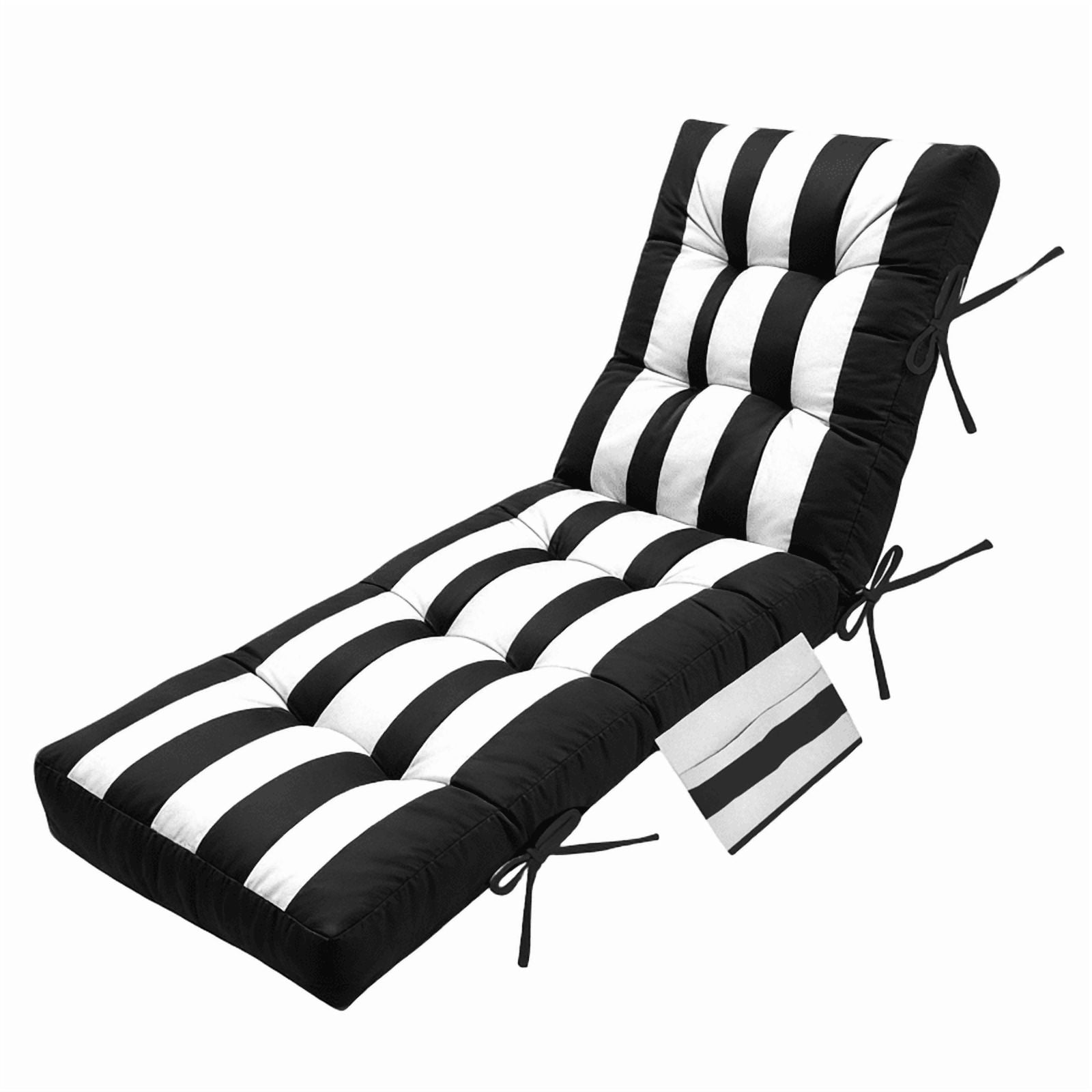 PUKNLY Chaise Lounge Chair Cushion Outdoor, 67*22*4 in Thickened Leisure Lounge Deck Chair Cushion, Waterproof & Fade-Proof Patio Pool Sun Lounger Pad with Straps, Bag, for Pool, Beach, Balcony