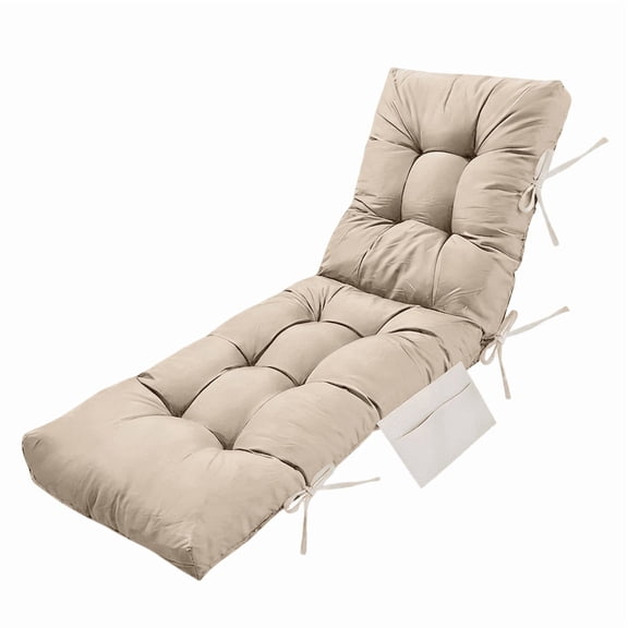 PUKNLY Chaise Lounge Chair Cushion Outdoor, 67*22*4 in Thickened Leisure Lounge Deck Chair Cushion, Waterproof & Fade-Proof Patio Pool Sun Lounger Pad with Straps, Bag, for Pool, Beach, Balcony