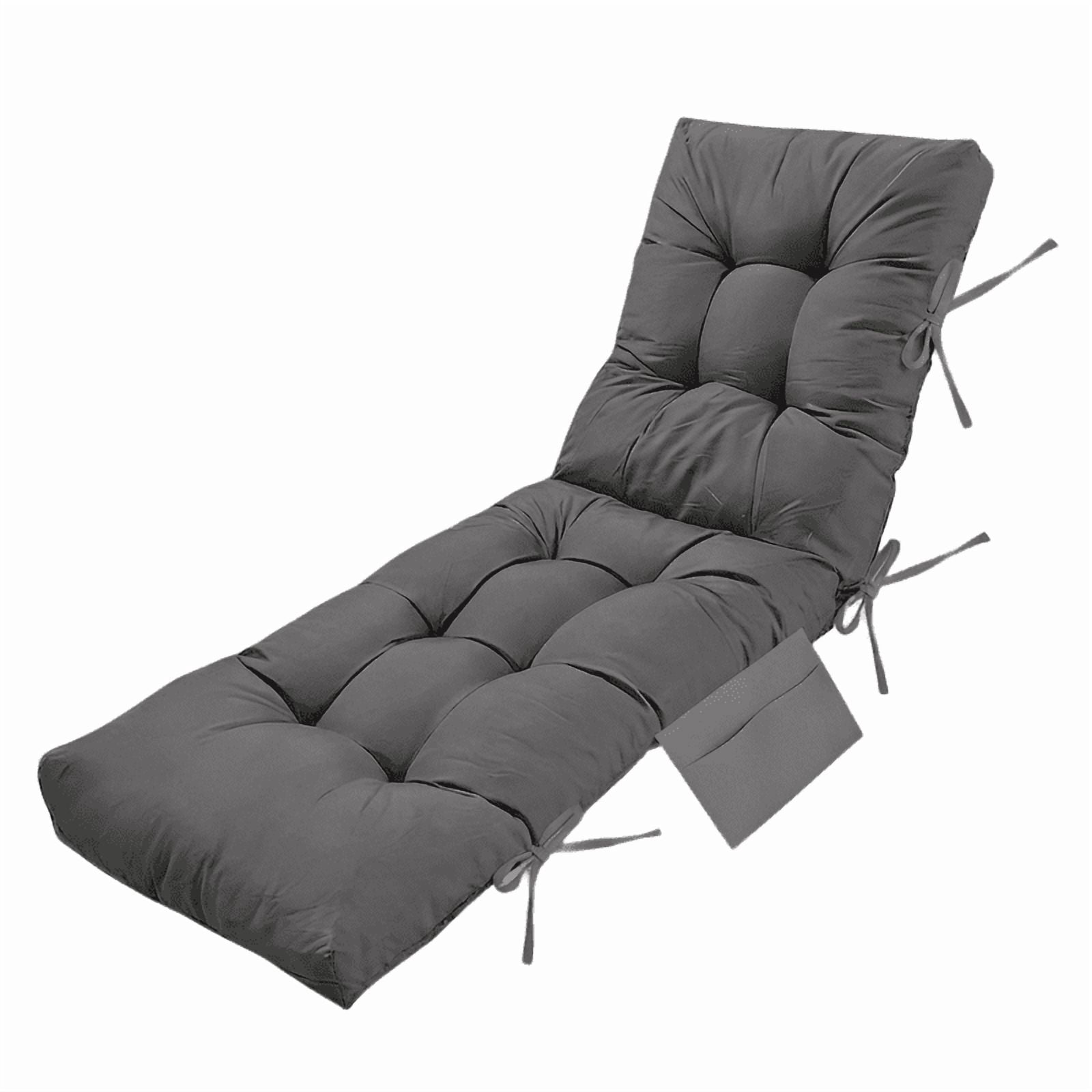 PUKNLY Chaise Lounge Chair Cushion Outdoor, 67*22*4 in Thickened Leisure Lounge Deck Chair Cushion, Waterproof & Fade-Proof Patio Pool Sun Lounger Pad with Straps, Bag, for Pool, Beach, Balcony