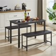 thumbnail image 1 of PUKNLY Dining Furniture Set, Bar Table with 2 Dining Benches for 4 People, Kitchen Table Counter with Chairs, Industrial for Kitchen Breakfast Table Living Room Party Room,Black, 1 of 13