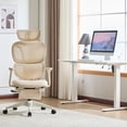 thumbnail image 1 of PUKNLY Ergonomic Office Chair with Footrest, High Back Computer Office Chair with Dynamic Lumbar Support, 2D Headrest, 4D Armrest, Sponge Seat, Mesh Home Office Desk Chair for Adults,Cream, 1 of 9