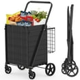thumbnail image 1 of PUKNLY Extra Large Shopping Cart,Grocery Cart on Wheels, Foldable Utility Shopping Carts with Double Basket and 360° Rolling Swivel Wheels for Groceries Laundry, 1 of 7
