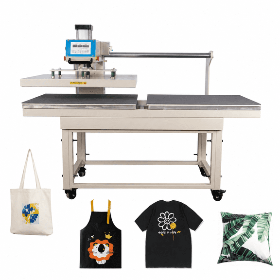 PUKNLY Heat Press Machine, 28x36 Inch Pneumatic Heat Press, Dual Platen Heat Press, Aluminum Plate, Up Sliding Double Station, Digital Control for Textile Heat Transfer Printing
