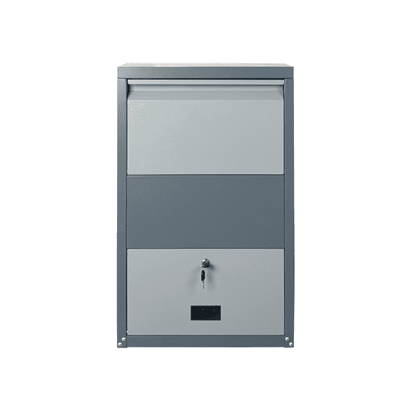 PUKNLY Package Delivery Box for Outside, 29.5"x18.5"x10.6" Lockable Parcel & Mailbox, Steel Anti-Theft Design with Weatherproof Rustproof Coating, Easy Assembly, for Porch, House, or Curbside,OUTDOOR