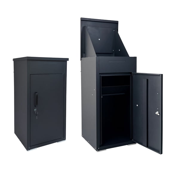 PUKNLY Package Delivery Box for Outside, 34"x16"x17" Lockable Mailbox & Parcel Drop Box, Steel Anti-Theft Design with Weatherproof Rustproof Coating, Large Capacity for Porch, House, or Curbside