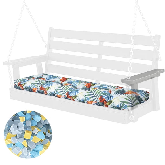 PUKNLY Porch Swing Cushion 60*20*4 in, 2-3 Seater Waterproof & Fade-Resistant Bench Seat Cushion Replacement with Strips, Outdoor Swing Pads for Camping, Beach, Garden, Patio, Balcony, Summer