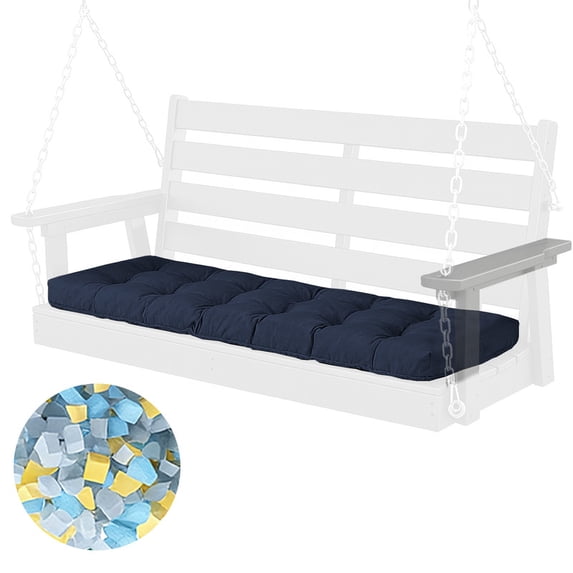 PUKNLY Porch Swing Cushion 60*20*4 in, 2-3 Seater Waterproof & Fade-Resistant Bench Seat Cushion Replacement with Strips, Outdoor Swing Pads for Camping, Beach, Garden, Patio, Balcony, Navy Blue