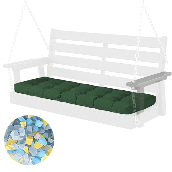 PUKNLY Porch Swing Cushion 60*20*4 in, 2-3 Seater Waterproof & Fade-Resistant Bench Seat Cushion Replacement with Strips, Outdoor Swing Pads for Camping, Beach, Garden, Patio, Balcony, Dark Green