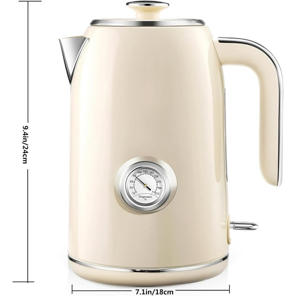 1.7L Electric Kettle with Temperature Gauge - Beige